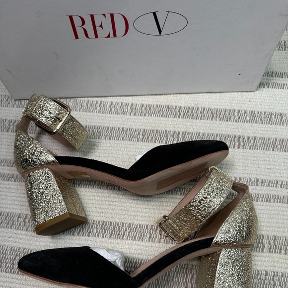 RED Valentino- Suede D'Orsay Pumps- Black/Gold-Women’s Size 36 - Picture 6 of 12